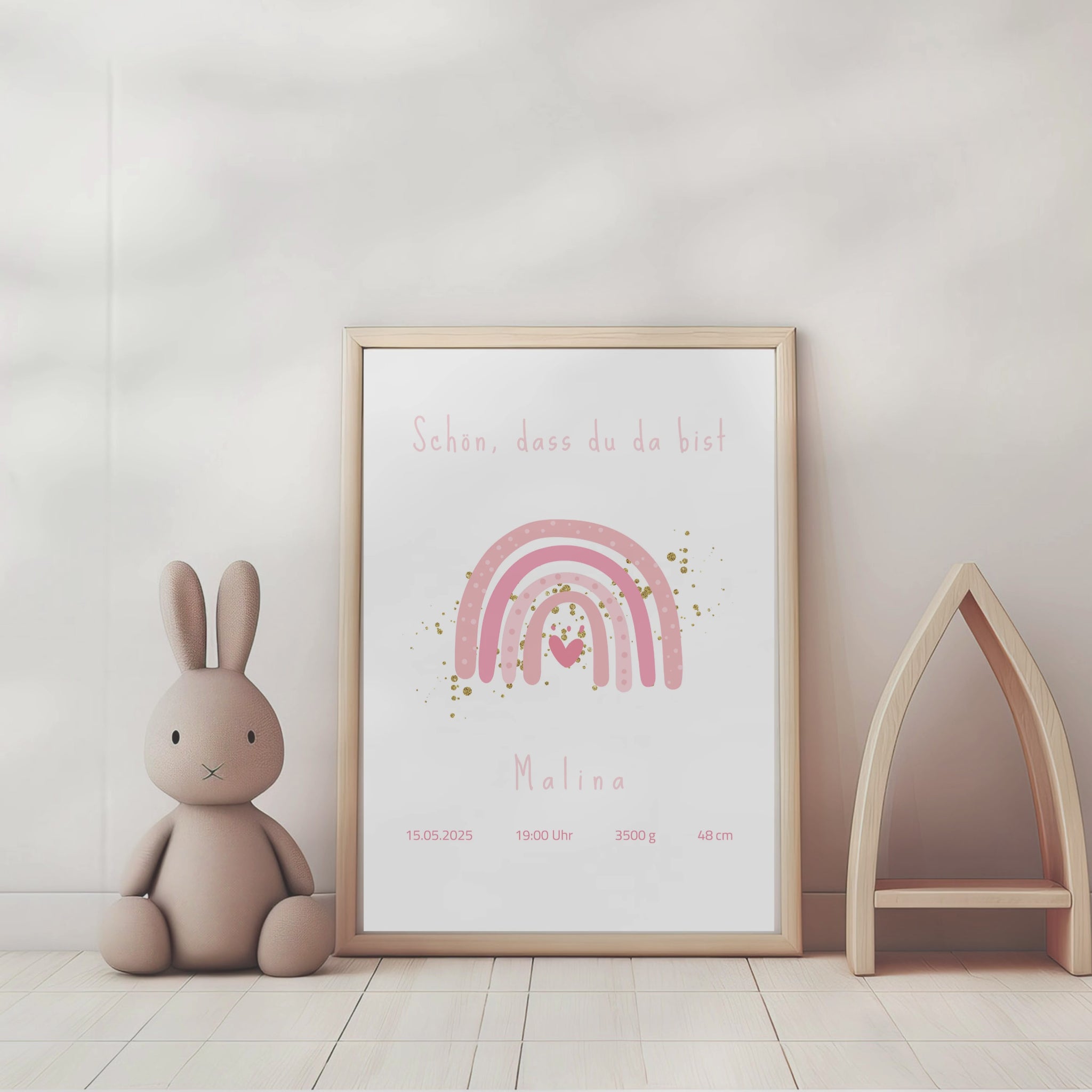 Geburtsposter personalisierbar mit bunten Regenbogen